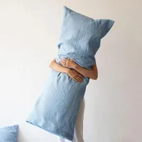 Double Long Pillowcase 100% Pure Linen Pillow Case Euro Sham for Bed,Custom Size Envelope Cushion Cover Antibacterial Anti-mite