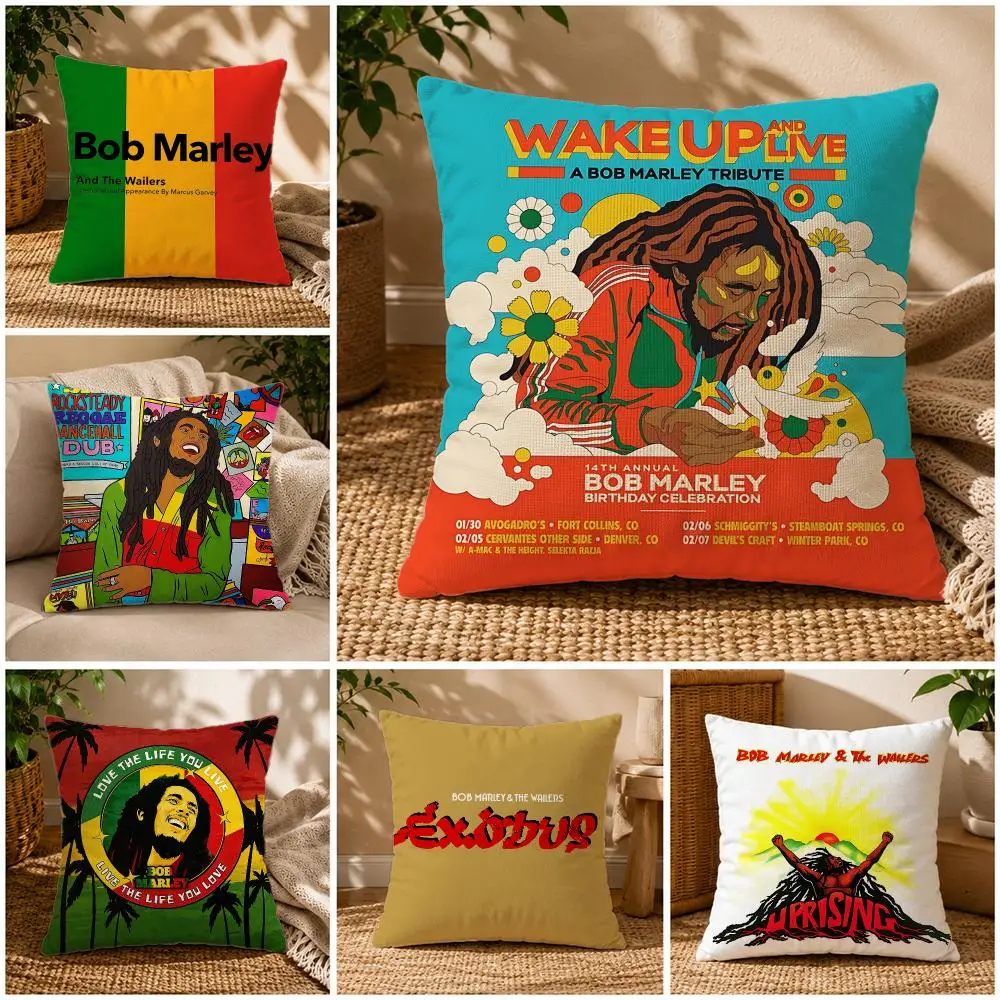 Band Bob Marley & The WailersS Cushion Cover Soft Short Plush Zippered Cushion Covers 40/45/50cm Square Decor for Sofa Home