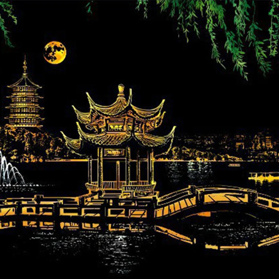 Colorful City Series Urban Night Scene Scratching Landscape Scratching Creative Birthday Gift