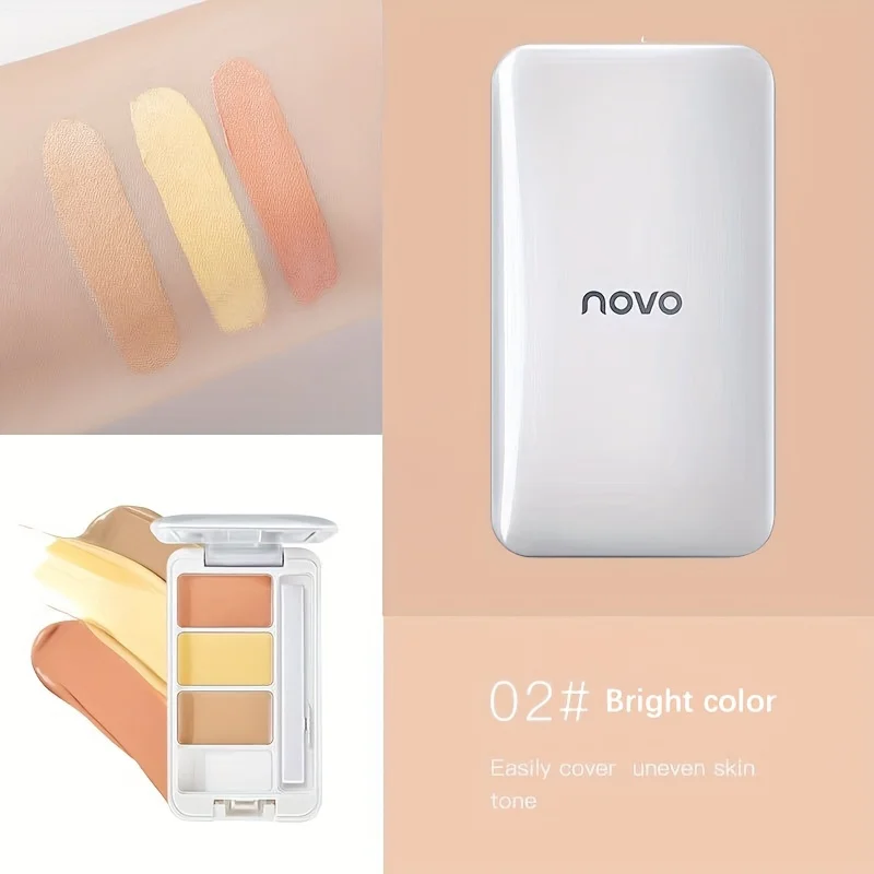 Paleta correctora de tres colores con espejo, resistente al agua, círculo oscuro y cubierta de marca de acné, cobertura de tatuaje, base de maquillaje de larga duración