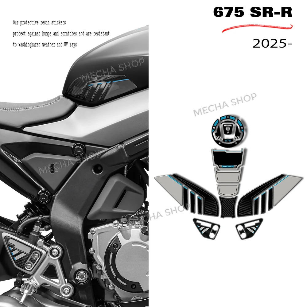 3D Motorcycle Fuel Tank Sticker Tank Protection Decals For CF MOTO 675SR-R 2025 675SRR 2026