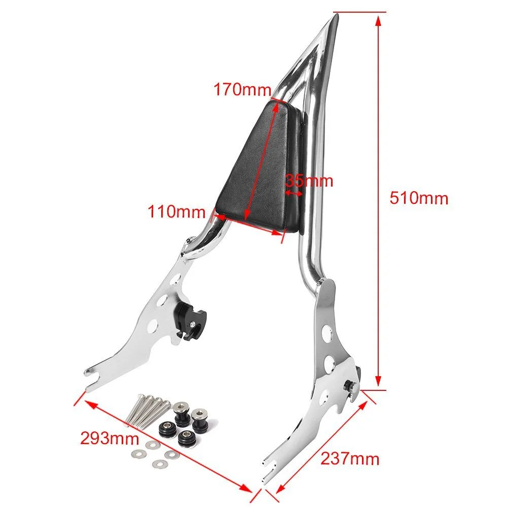 High quality backrest For Harley XL1200X Forty-Eight Sportster X48 quick detachable pointed bow rear backrest passenger cushion