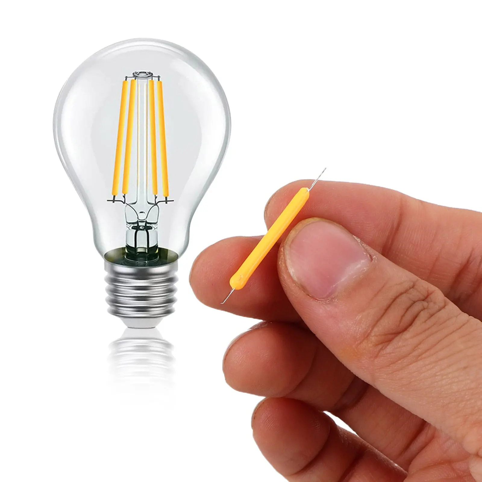 LED Filament Beads 50Pcs 3V 26mm Yellow Light Stable Replacement Parts for DIY Lamp Repair Lighting