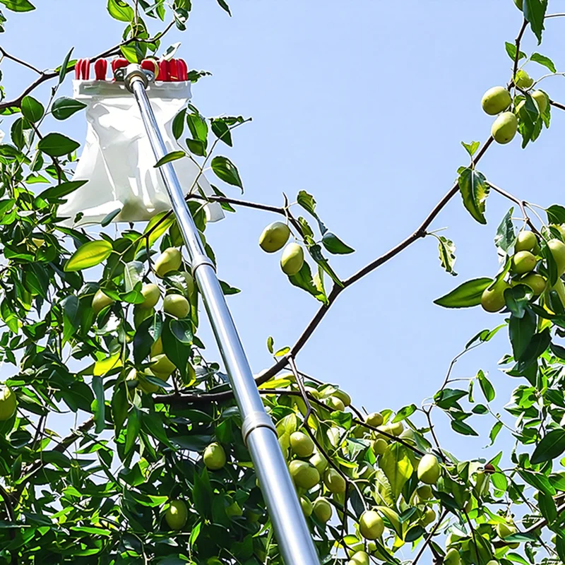 Stainless Steel Thickened High-Altitude Telescopic Picking Rod Net Bag Fruit Picker Adjustable Garden Fruit Picking Tool
