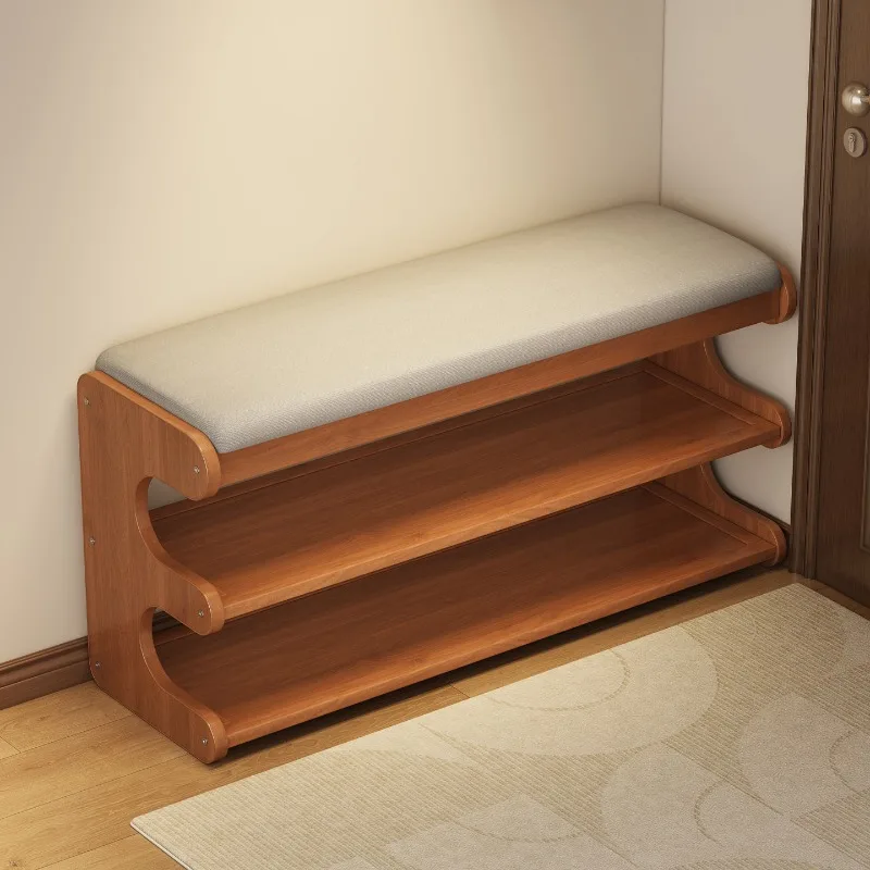 Entryway Bench with Storage, Modern Shoe Rack and Cushioned Seat, Multi-Layer Entry Organizer for Hallway and Home Foyer