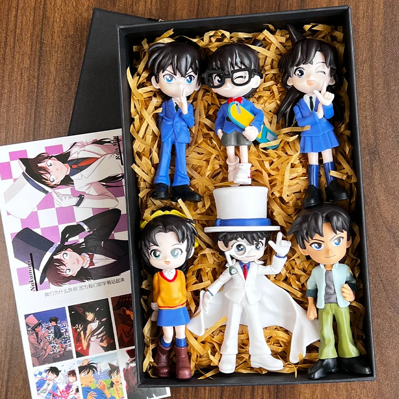 

In Stock Q-Version Edogawa Conan Peripheral Action Figures Kudo Shinichi Birthday Gift Design Mouri Ran Model Desktop Decoration