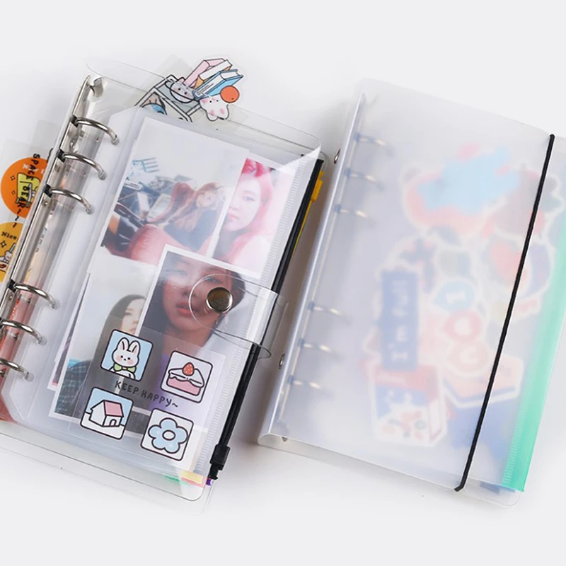 4 pz/set A6 6 fori raccoglitore tasche impermeabile PVC contanti Budget buste cerniera raccoglitore sacchetti per Notebook Planner raccoglitore di viaggio