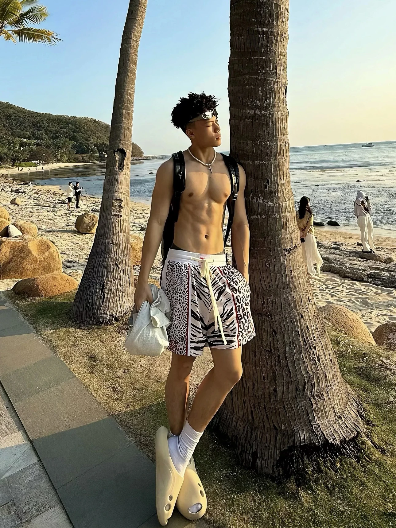 American Sle Me Leopard Print Summer Baskeall orts Uomo Allentato Casual Fitn Traspirante al ginocchio