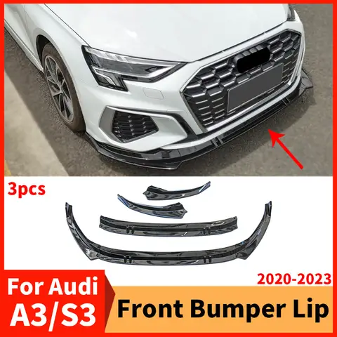 아우디 A3 S3 S-line 8Y 2020 2021 2022 2023 개조 부품용 프론트 범퍼 립 커버 턱 에어 디플렉터 댐 스플리터 튜닝