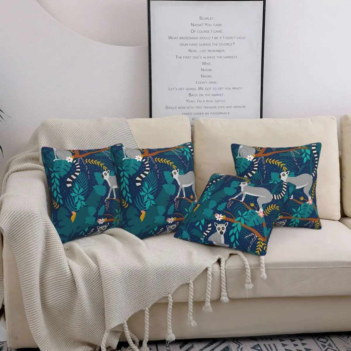 

Lemurs In A Blue Jungle 4 шт. квадратная наволочка наволочка декоративная наволочка для дома спальня автомобиль