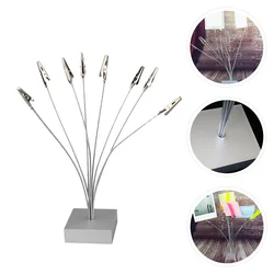 Silver Multi Metal Clips Premium Note Holder Photo Display Hanger Plastic Base Tabletop Adornment Office Supply Card