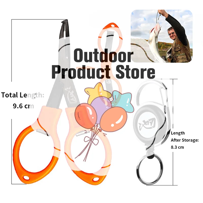 معدات صيد الأسماك الكل في واحد: كماشة صغيرة متعددة الوظائف من الفولاذ المقاوم للصدأ، مقص طُعم قابل للطي، مزيل خطاف الفم المنحني المحمول.