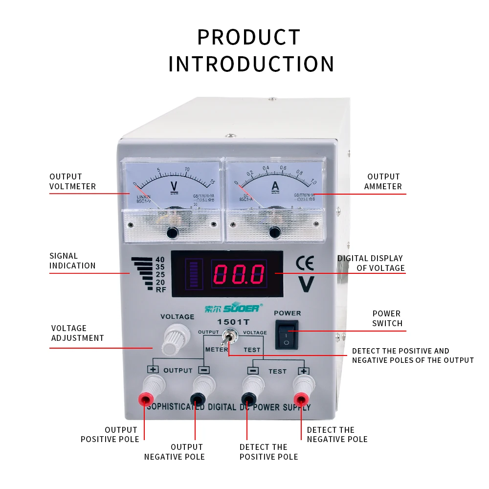 Regulador analógico de precisão ajustável 15v 1a dc display lcd fonte de alimentação de comutação estável para reparo de telefone compatível 240v 220v
