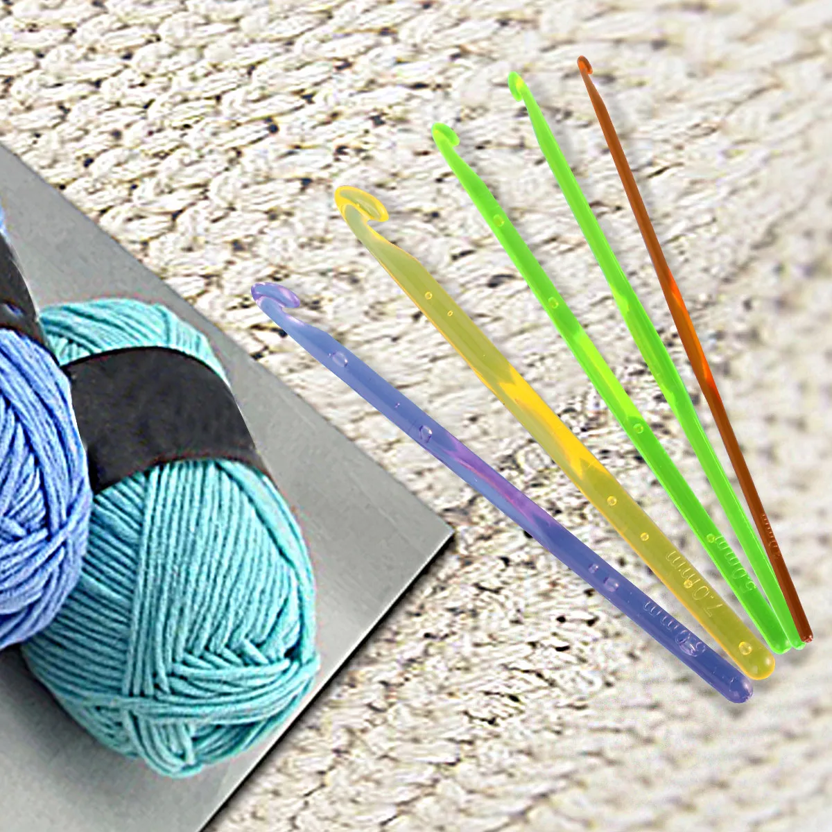 9Pcs Assorted Color Plastic Crochet Hooks Set Different Sizes 3.0mm to 12.0mm Comfortable Lightweight for Sweater Lace