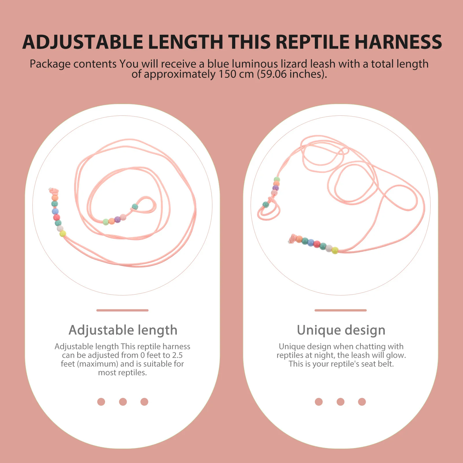 1Pcs Reptiles Traction Rope Adjustable Glow Lizard Harness Leash Outdoor Walking Training Strap for Small Pets Iguanas