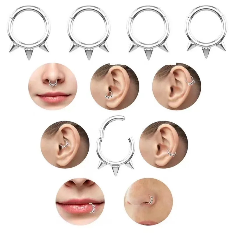 F136 Titanium Septum Ring Hoop Piercing Nose Rings Cone Spike Piercing Helix Cartilage Clicker Tragus Earrings Body Jewelry