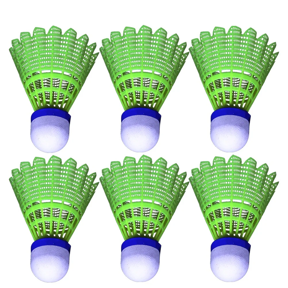 

6Pcs Plastic Shuttlecock Light Weight Nylon Ball Enhanced Stability Strong Resistance Rounded Cork Tip Ideal for Trainers