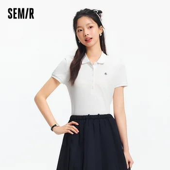 Semir Polo Shirt Women Chic Cool Feeling Antibacterial Slim Fit 2025 New Summer Embroidered Pullover Casual for Everyday Style