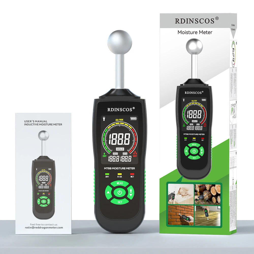 Digital Timber Damp Detector LCD Screen Hygrometer Alarm Humidity Tester Pinless Detect Wood Moisture Meter