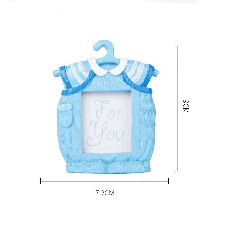 5-PCS Mini Baby Boy Blue Onesie Photo Frame Picture Frames Place Card Holder Birthday Christening Party Table Centerpiece Decor