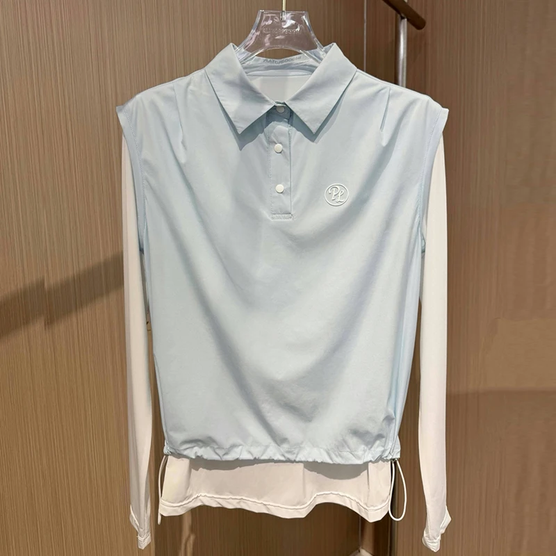 PL Women Golf Clothing Sunscreen Long Sleeve Polos Tops Ladies High-waisted Pleated Skirt Ice Silk Cooling Golf Sporty Suit view 4