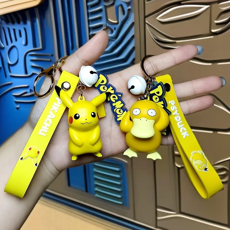 

Genuine Pokemon Keychain Pikachu Gengar Sylveon Sprigatito Quaxly Fuecoco Anime Action Figure Toy Keyring Fragrance Pendant Gift