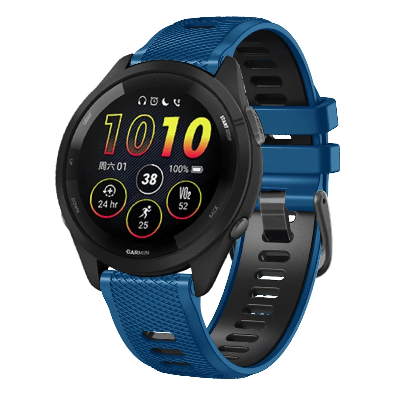 Gelang jam tangan silikon 22mm, gelang jam pengganti untuk Garmin Forerunner 265 255 musik 745 tali 4 Venu 2 45mm