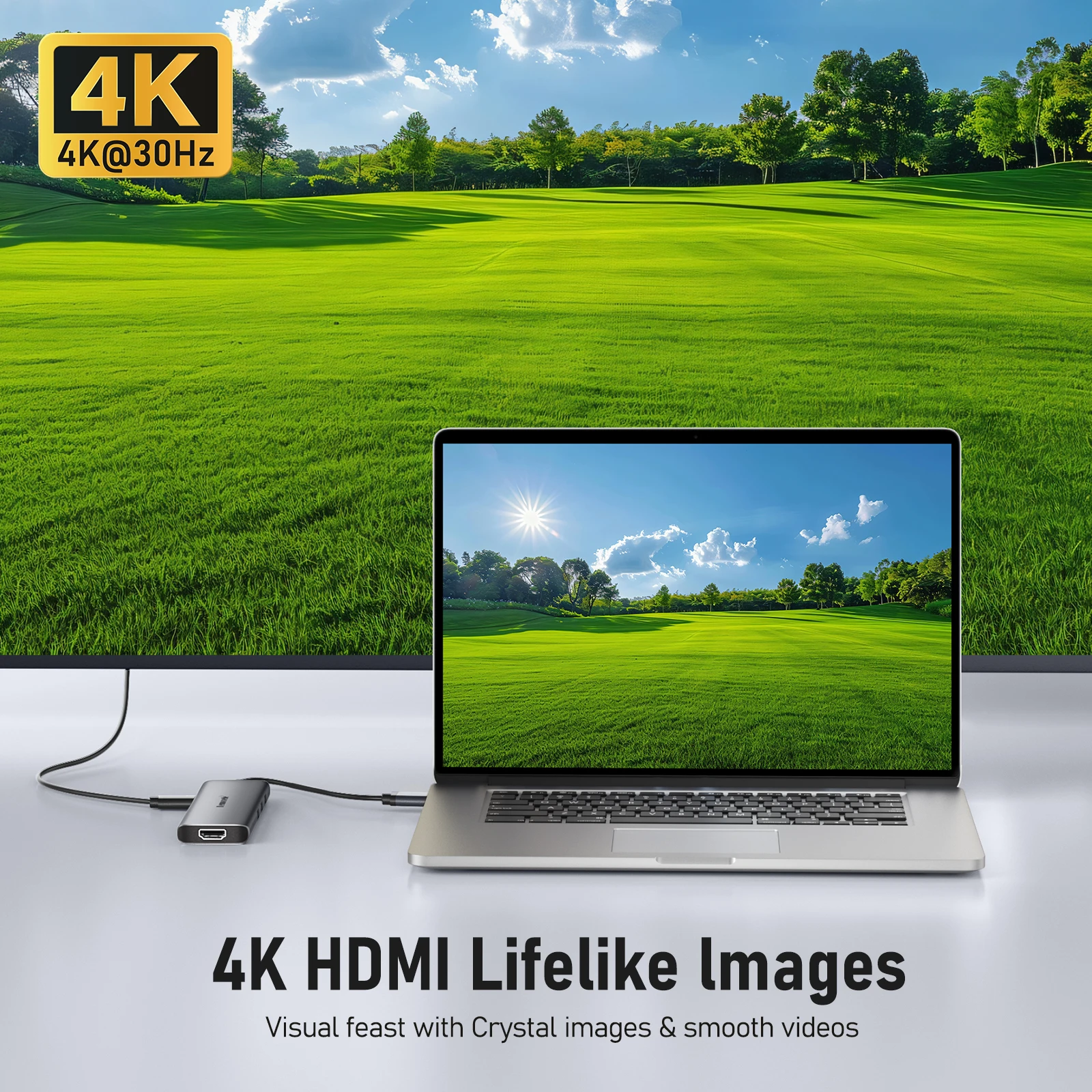 Lemorele USB C Docking station TC73-PLUS Doppio hub USB HDMI 3.0 Porte 6 in 1 Adattatore Tipo C Trasferimento 5 Gbps per Windows MacOS Dell