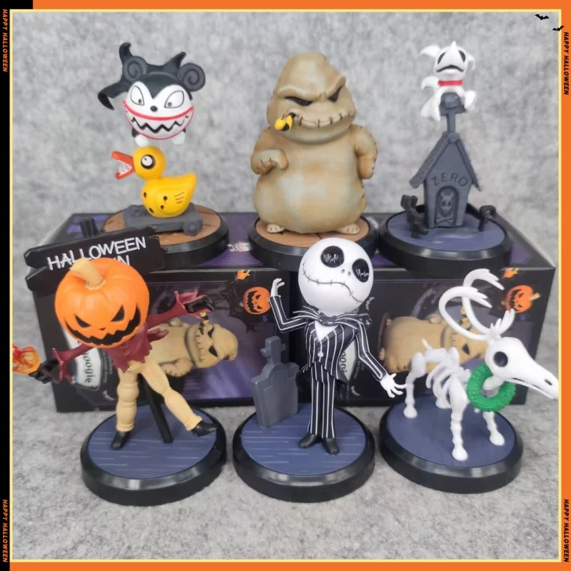 Anime The Nightmare Before Christmas Blind Box Jack Skellington Skull Desktop Ornament Doll Halloween Gift Toys Super Box