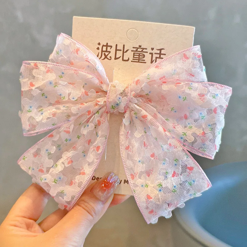 

1PCS Lovely Fresh Floral Bow Kids Hairpins Children Headwear Baby Hair Clips Girl Hair Accessories Elastic Hair Bands Girls Gift