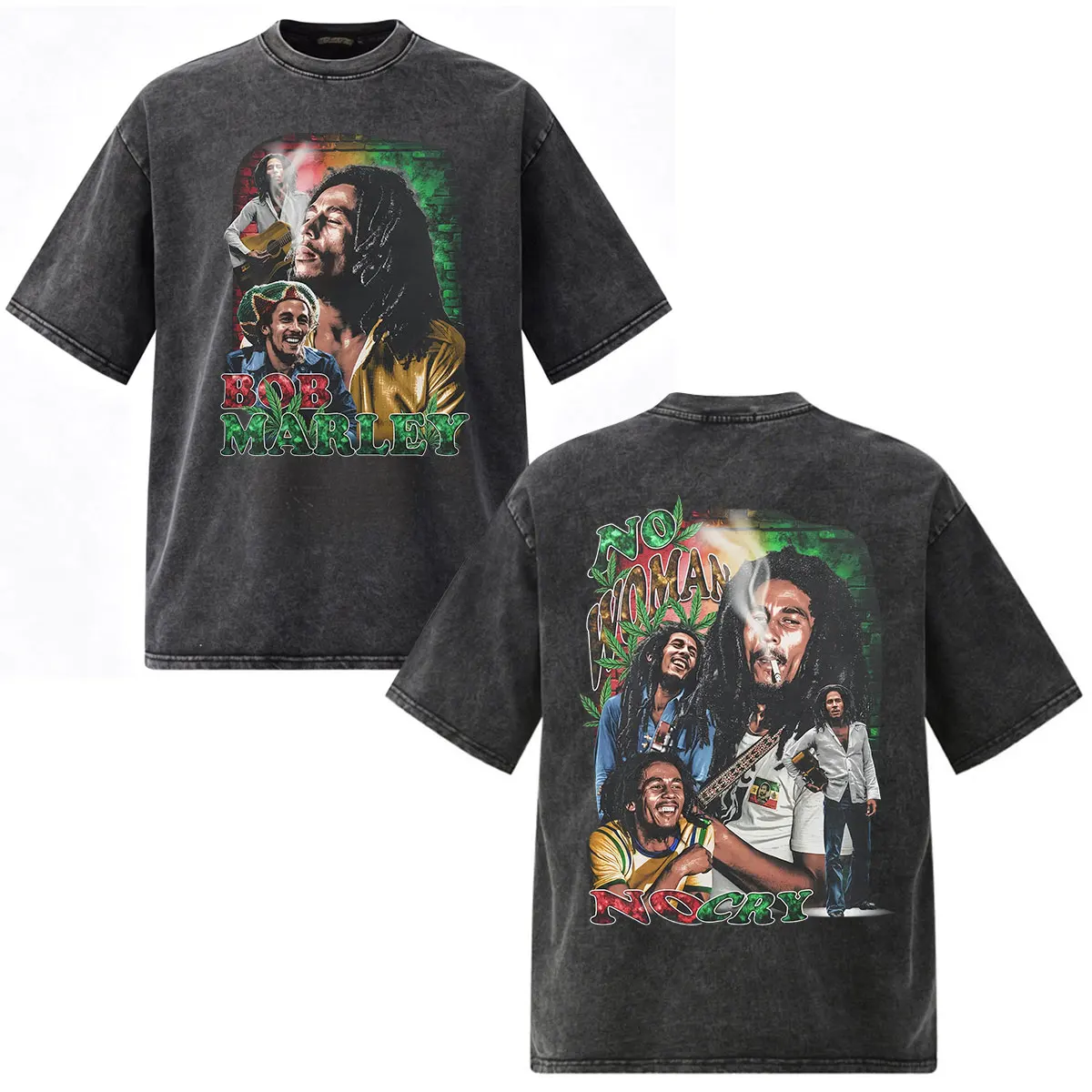 Rapper Reggae Music Bob Marley Graphic T Shirts Men's Women Clothing Vintage Washed T-shirt Cotton Casual Short Sleeve T-shirts