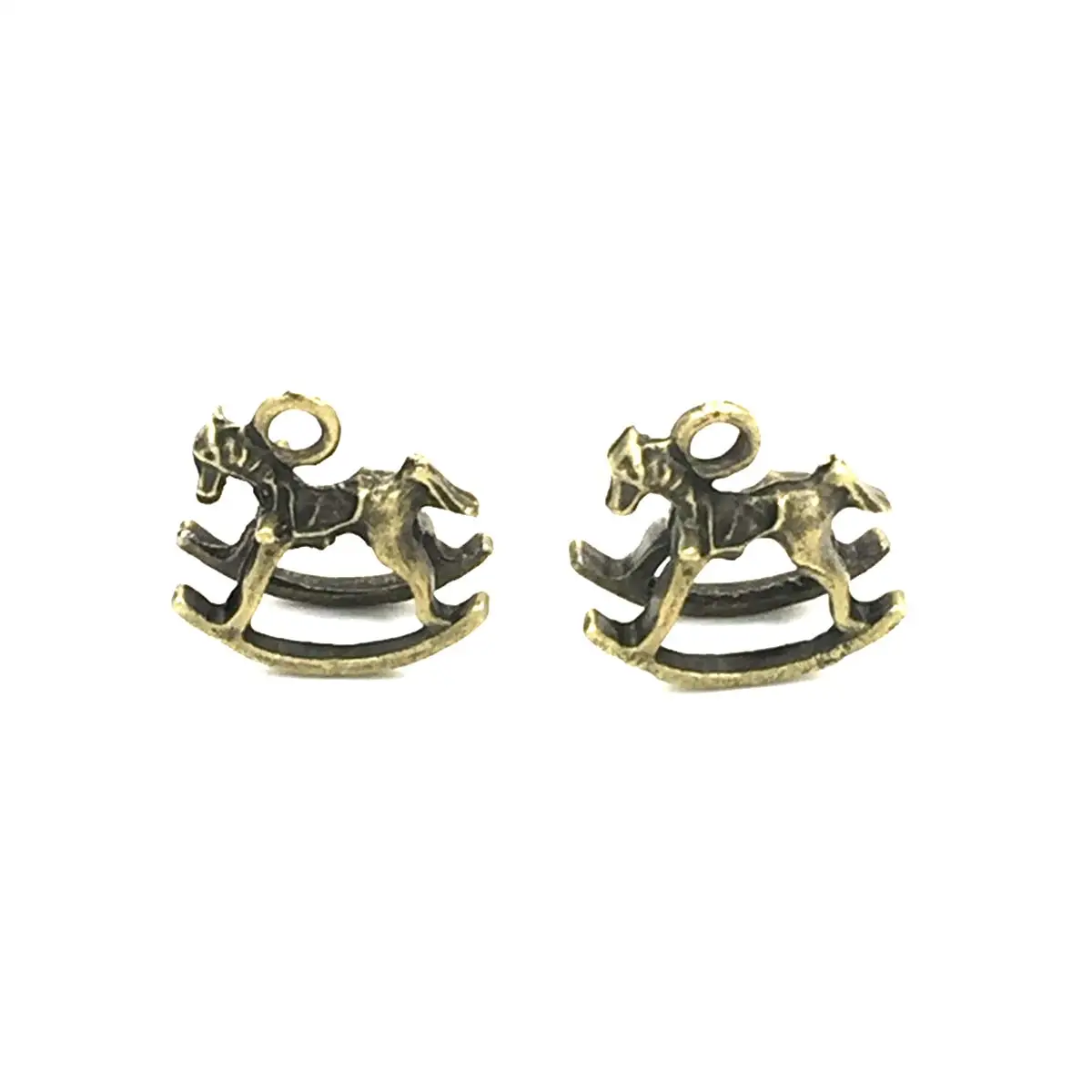 

50PCS Vintage Bronze Tone 3D Rocking Horse DIY Charm Pendants 16x16mm Handmade Neccklace Crafts Accessories Materials Pack