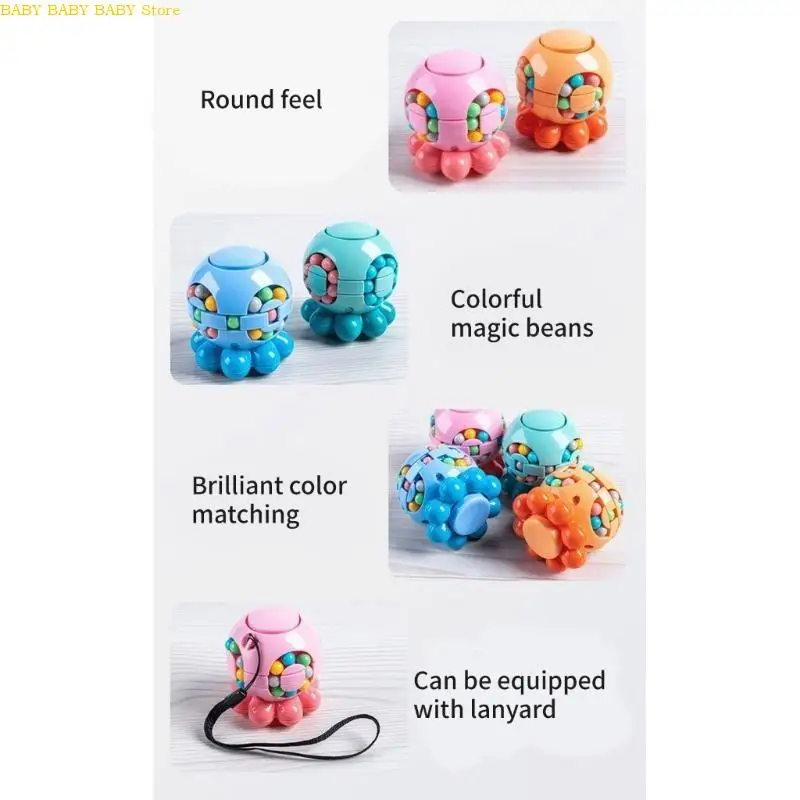 Q81A ROUTING Bean Cube Spinner Fidgets Toy, Stress Reliefs Fidgeles Ensiety Relief Learning & Education Toy Gift Toy