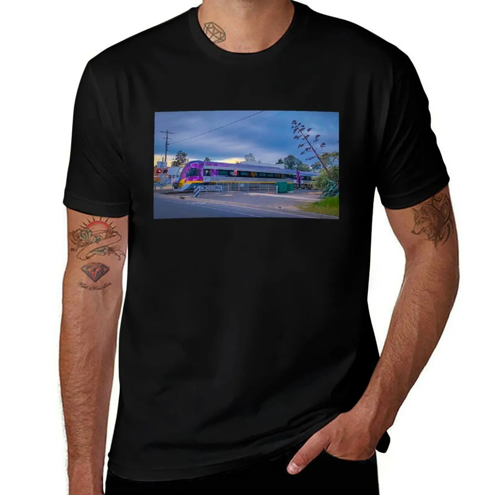 

VLocity Train at Bendigo Level Crossing - Bendigo, Victoria T-Shirt Outdoor Sports Lightweight Tee