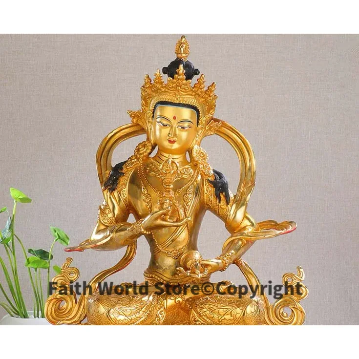 Huge 47cm LARGE HOME Hall fane efficacious Protection Tibetan Buddhism gold-plated Buddhist Vajrasattva Buddha figure statue