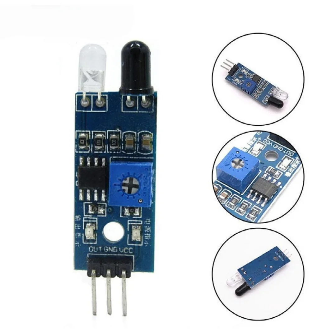 Smart car obstacle avoidance module with IR pair tube & photoelectric sensor for pathfinding/tracking.