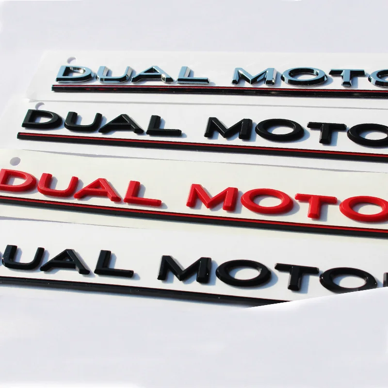 3d ABS Chrome Black Red Logo Dual Motor Emblem Letters Car Trunk Badge per Tesla Model Y 3 X S Dual Motor Sticker accessori