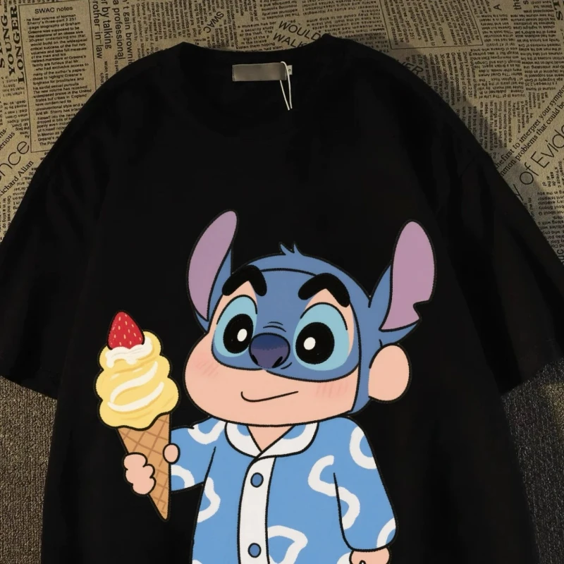 Disney Stitch Vrouwen Cartoon T-shirt Harajuku Leuke Tops Kleding Tee Familie Zomer Katoenen Kleding Anime Verjaardagscadeautjes Tops
