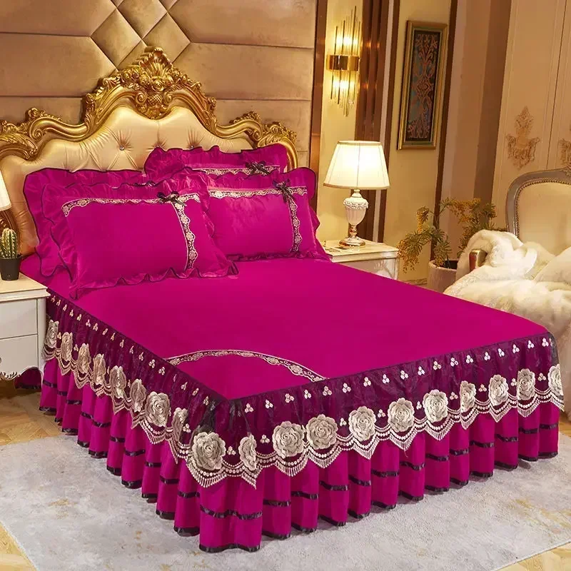 

Luxury Winter Quick Warm Velvet Bed Skirt Super Soft Thick Flannel Bedspread Anti-slip Bed Cover Not Included Pillowcase