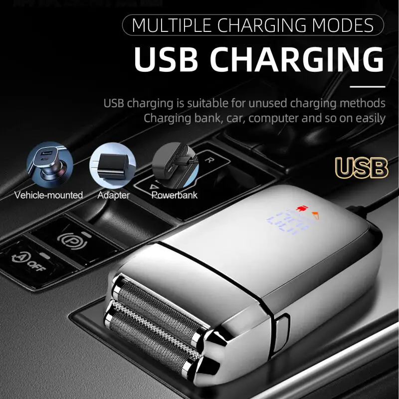 KIKIDO Alat Cukur Profesional Pisau Cukur Listrik Pria Alat Cukur Jenggot Isi Ulang Portabel untuk Perjalanan Alat Cukur Retro Fashion untuk Hadiah Pria