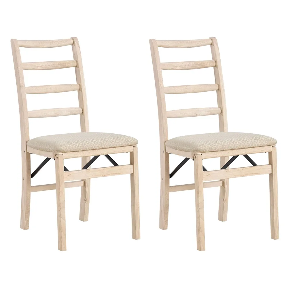

Premium Solid Wood Dining Table Folding Chair Set with Fabric Padded Upholstered Seat, Customized