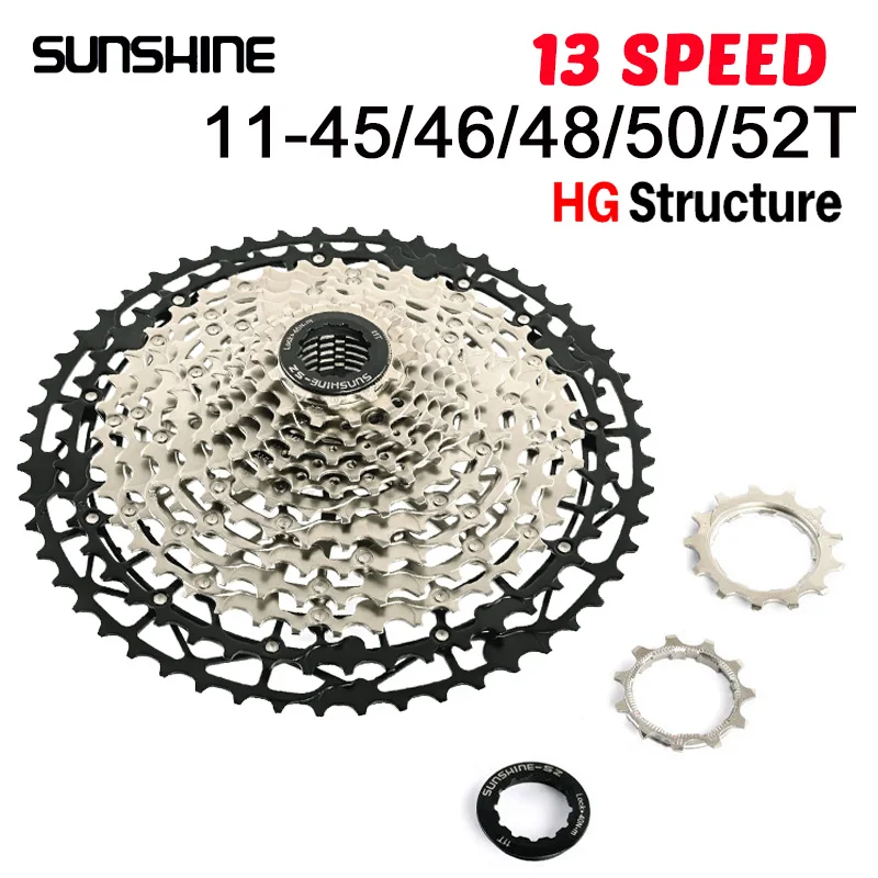 

SUNSHINE 13-скоростная сверхлегкая кассета для горного велосипеда 11 45T 46T 48T 50T 52T звездочка 13s кассета серебряный велосипед с муфтой свободного хода