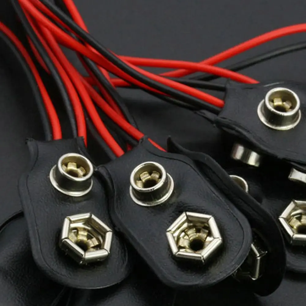 High Quality 10Pcs Save Power Black Snap on 9V Battery Holder Clip Connector Hard Shell 10CM Cable Lead