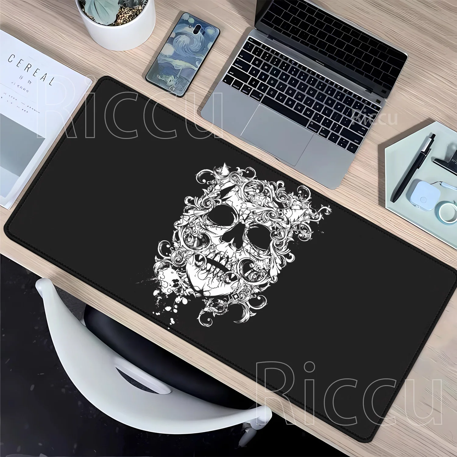 

HD Printing Mouse Pad black and white skeleton machine Death Gamer keyboard Non-slip PC Gaming keyboard Mousepad office Desk Mat