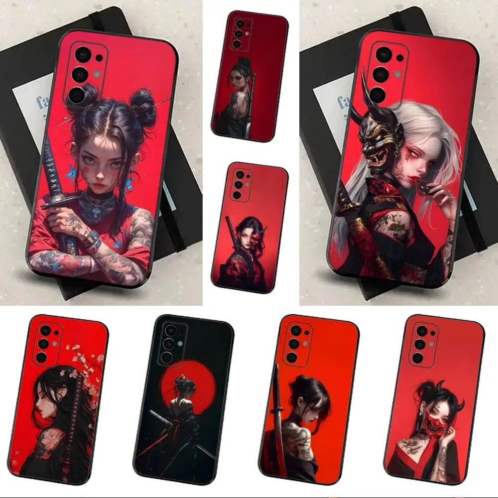 

Cool Art Warrior Woman For Samsung Galaxy A73,31,Note,22,71,53,32,72,41,8,9,52,J7,Soft Black Silicone Cover Case