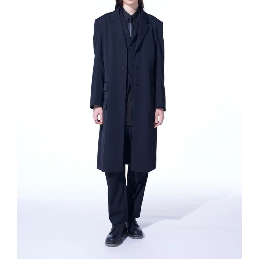 

Men's Elegant Long Coats Single Breasted Peak Lapel For Commute Social Party Blazers Banquet Coustome