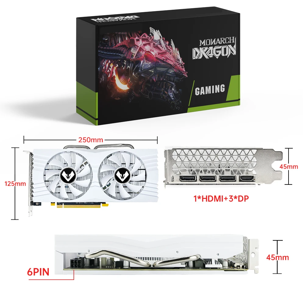 MOUGOL Original Radeon RX580 8G Graphics Card GDDR5 Memory Video Gaming Card PCIE3.0x16 DVI DP for Desktop Computer AMD Card