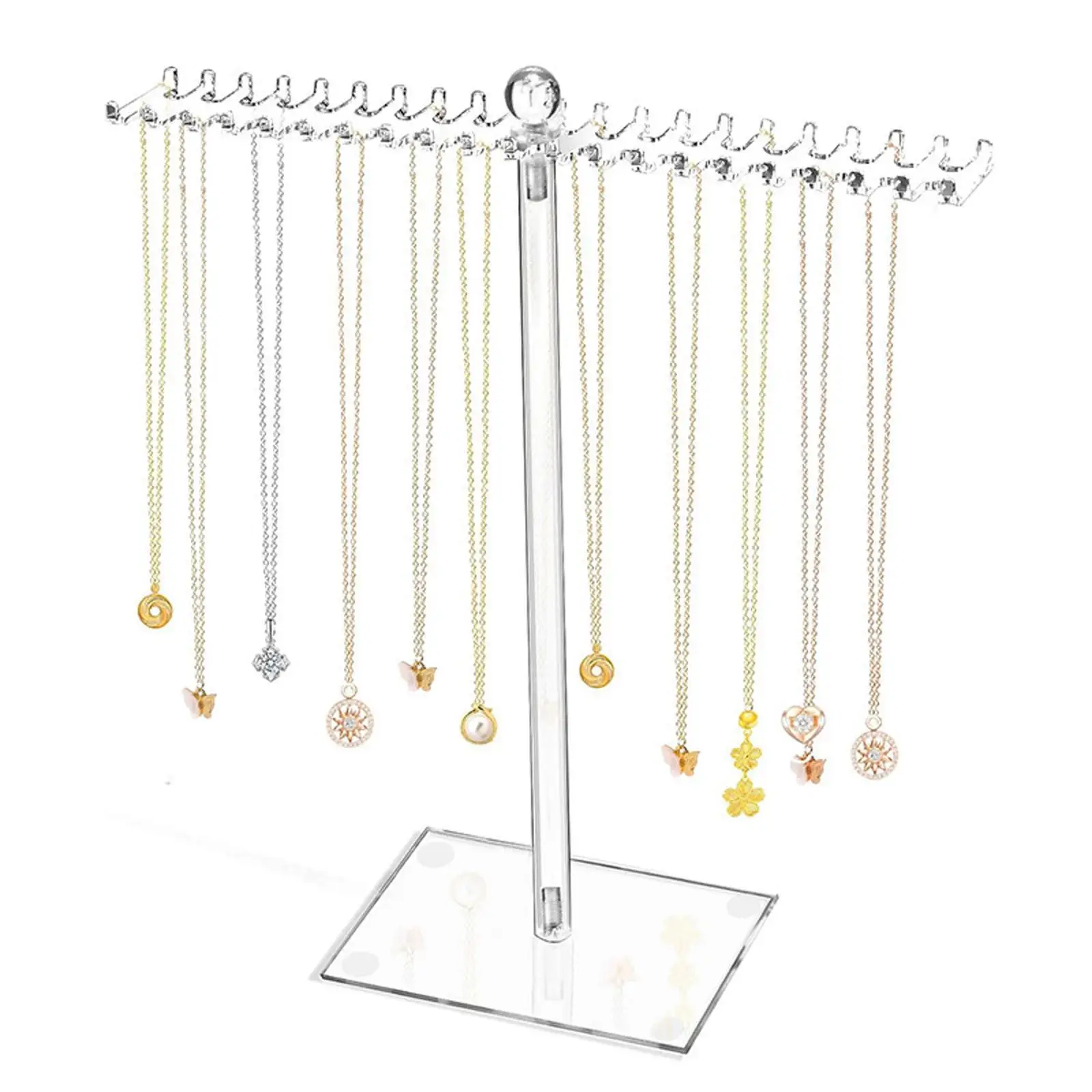 

Necklace Organizer Jewelry Display Rack Anti Slip Base Necklace Hanging Hooks Necklace Holder for Showcase, Home, Tabletop