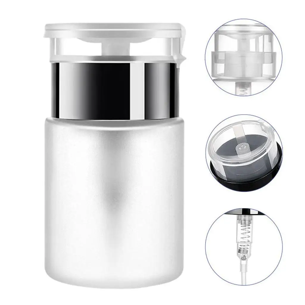 Manicure Nail Polish Remover Pump Container Press Bottle Transparent Plastic Dispenser for Salon and Home Use