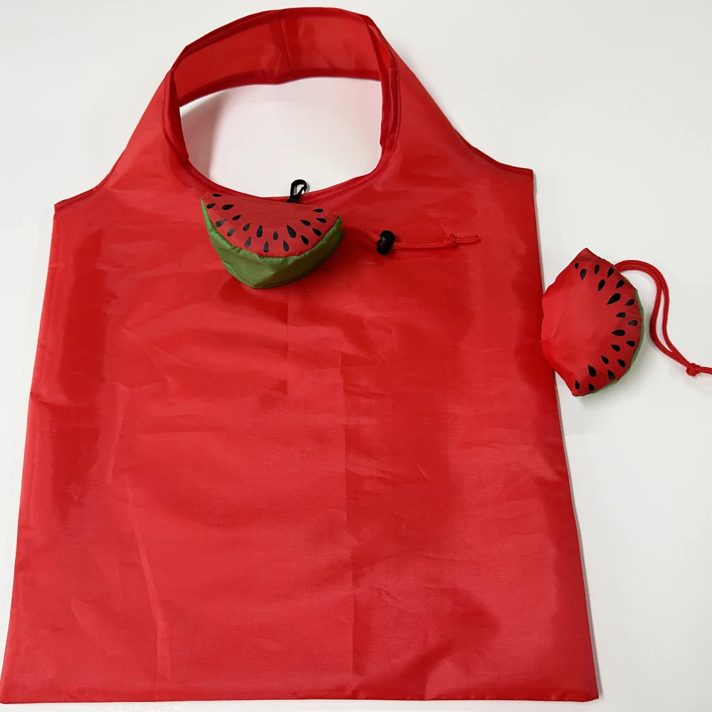 حقيبة تسوق بطيخ رائعة وقابلة لإعادة الاستخدام وسهلة الطي معاد تدويرها حقيبة فواكه بوليستر محمولة راقية للإعلان
